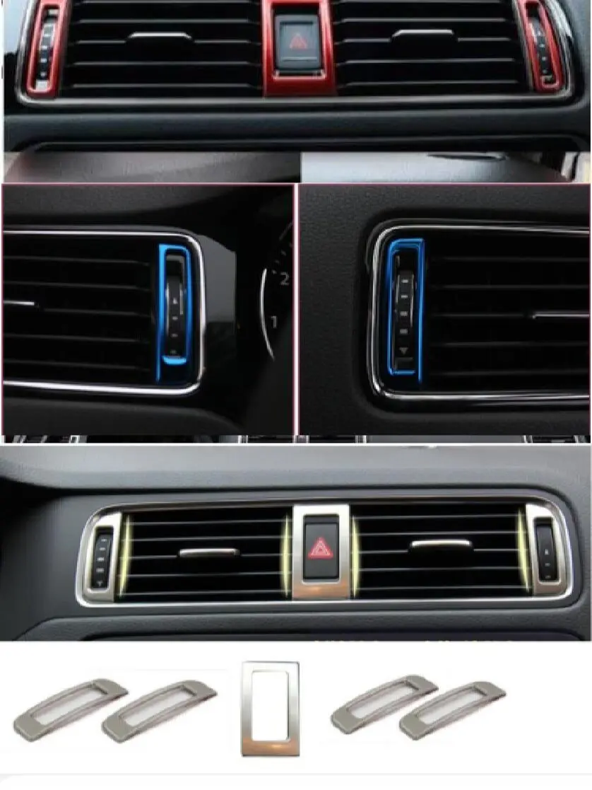 Car stickers stainless steel trim the front air-conditioning outlet decoration Cover Trim for Volkswagen Jetta MK6 2015-2018