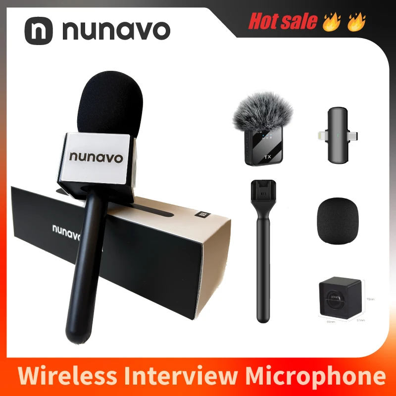 

Беспроводной микрофон NUNAVO Interview, профессиональный микрофон, микрофон с ручкой, портативный микрофон для смартфона iphone