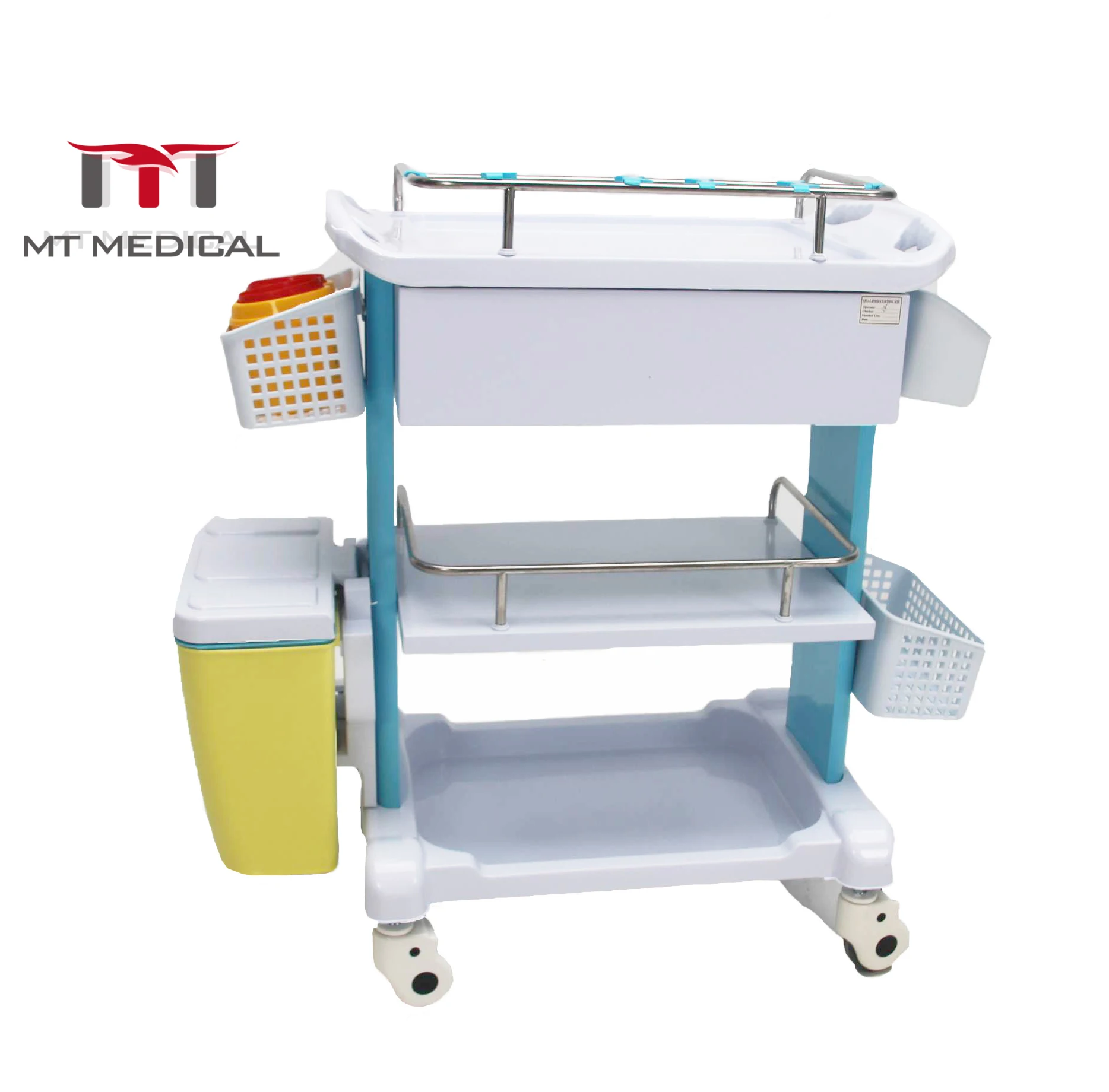 Hochey   ABS Stainless Steel Sickroom Nursing Trolley Emergency Trolley Multi-functional Nursing Cart for Hospital