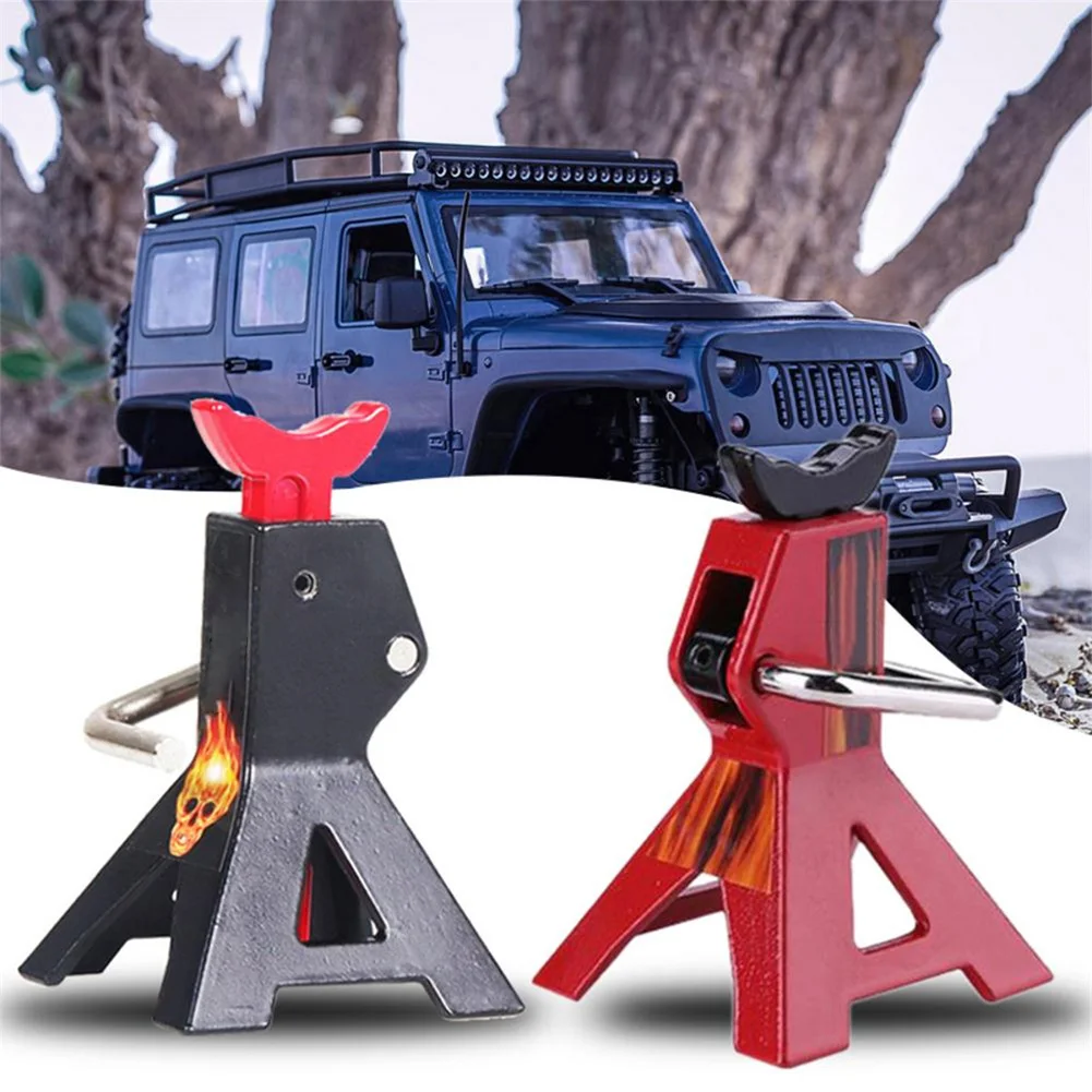 2 Pack Simulation Metal Mini 6T Jack Stands Height Adjustable 6 Ton Floor Simulation Jack Stands for 1/10 RC Crawler Car