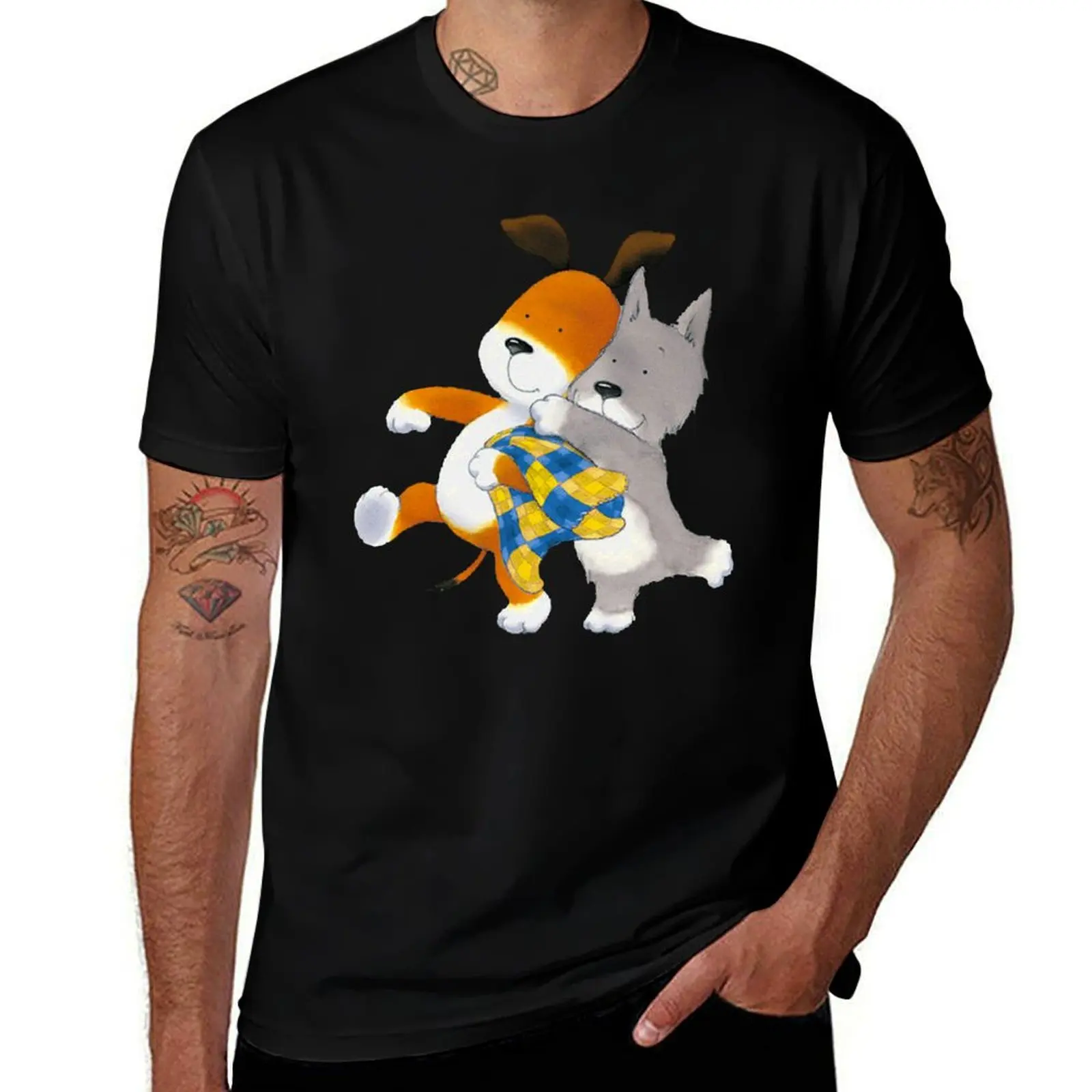 Kipper the dog and tiger T-Shirt Basic Plain Short Sleeve Crew Neck Tee T-Shirt