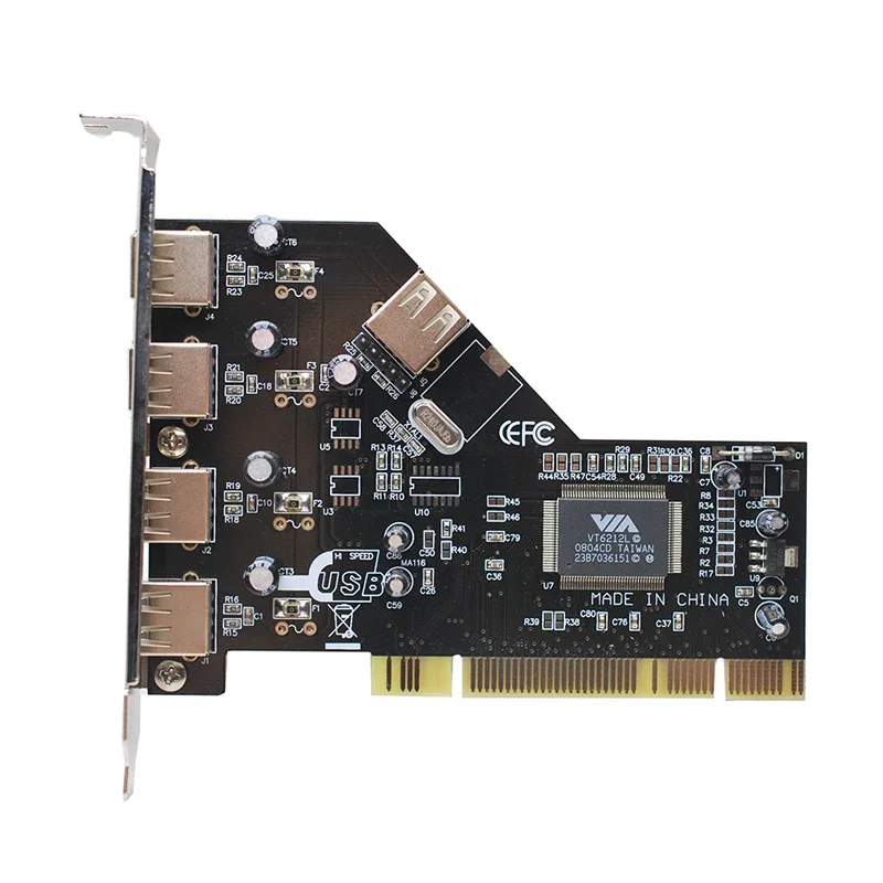 USB 2.0 4 Port 480Mbps High Speed VIA6212 Chip HUB PCI Controller Card Adapter PCI Cards Pci To Usb2.0 5 Ports Add on Card