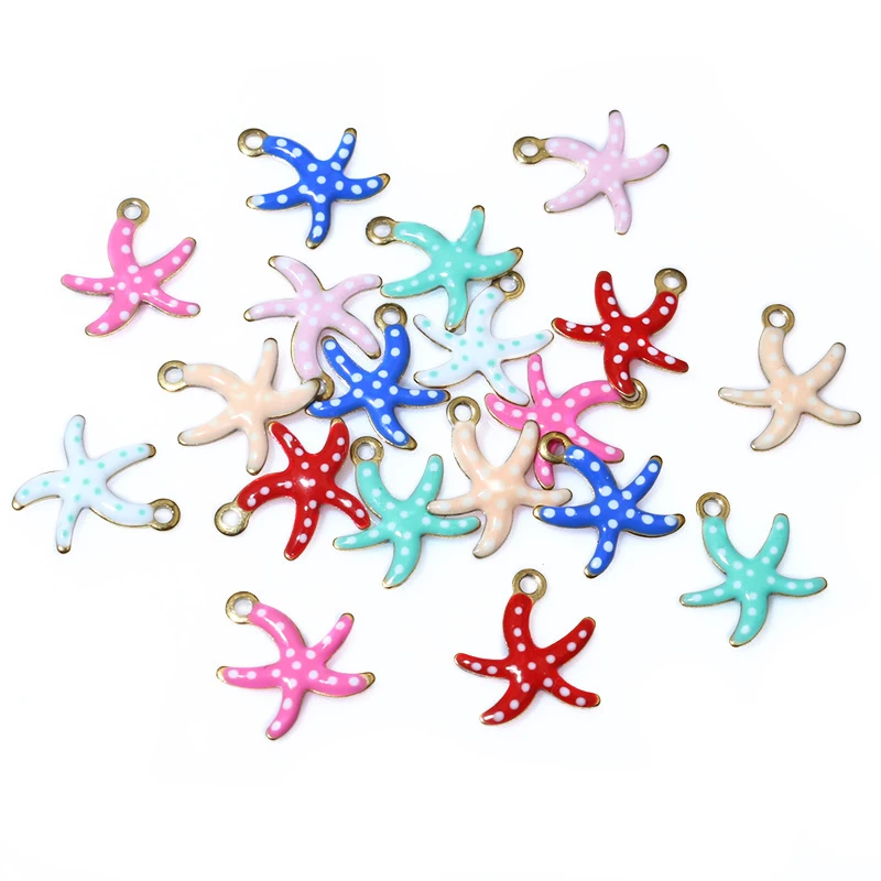 20pcs 10.5x10mm Stainless Steel Small Starfish Charms Pendant Enamel DIY Jewelry Making Accessories Findings Necklace Earrings