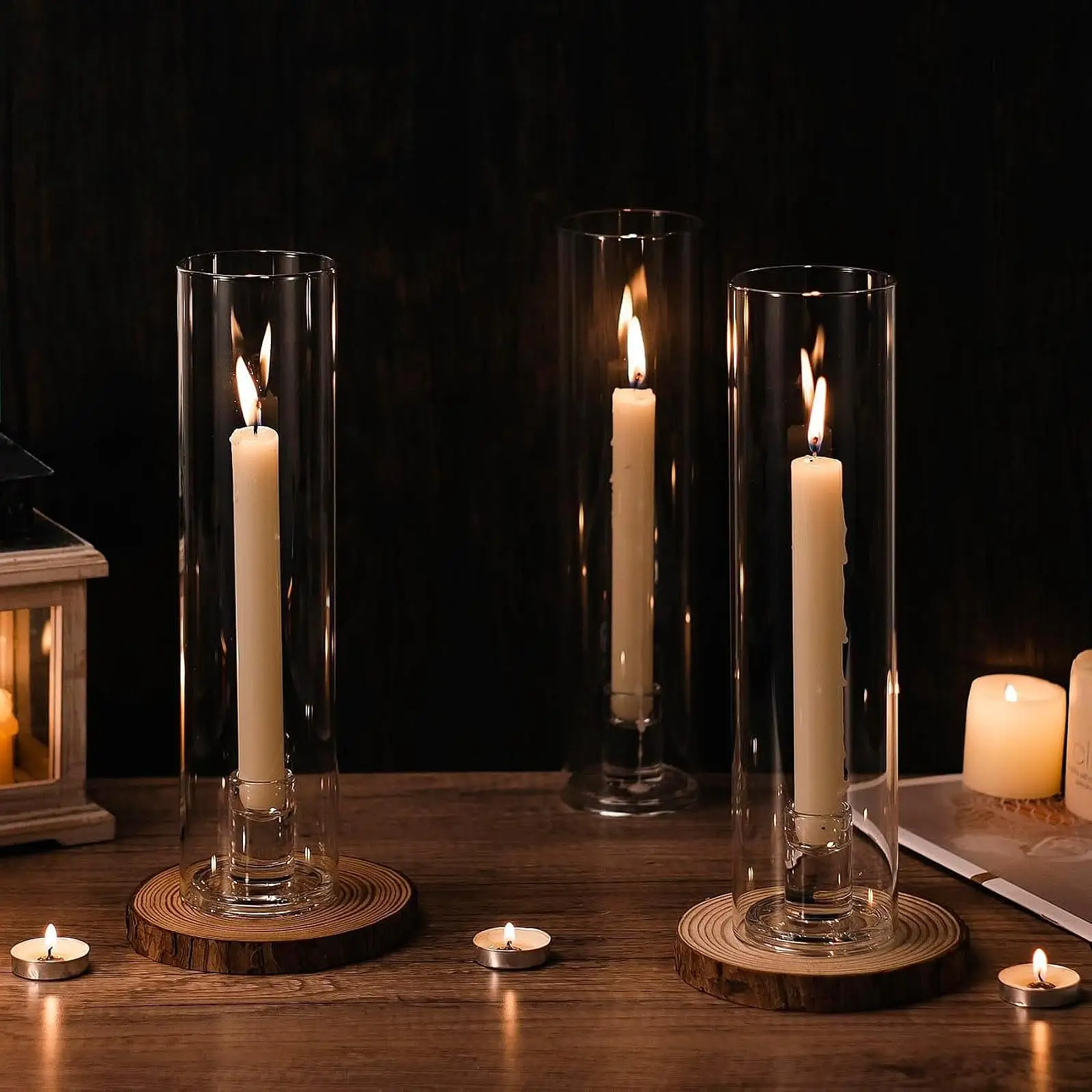 2Pcs Tall Candle Holder Multipurpose Windproof Decorative Hurricane Candle Holder for Dining Room Decor Elegant Romantic