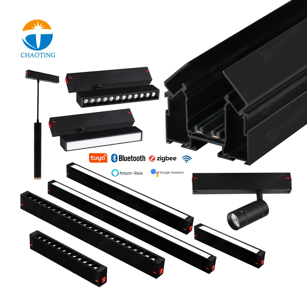 

Modern Design Magnetic Rail Aluminum Profile Tuya Wifi Bluetooth Dimming Stretch Ceiling 220V Smart Dimmable Magnet Track Lights