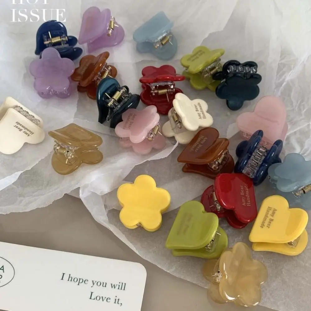 Cute Acetic Acid Hairpin Flower Hair Clip Love Small Grab Clip Heart Hair Clip Headwear Bangs Clip Acetate Mini Hair Claw Female
