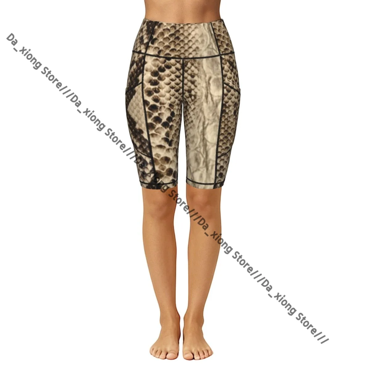 Female Hip Lift Yoga Shorts Snake Skin Print Daily Wear Fitness Active Pants