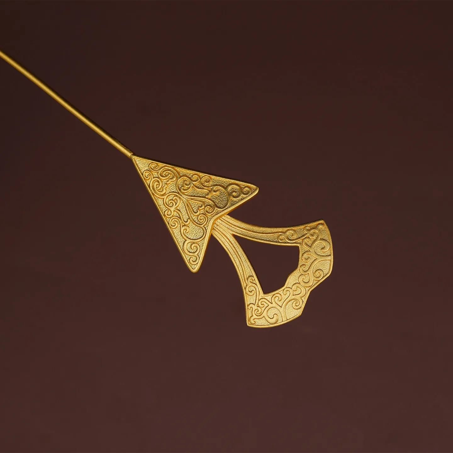 Chinese Traditional Warring States Style Lucky Blessing Hairpin Set 2 Pcs Gold Plated Copper Imitation Amber Jade Hanfu Cosplay