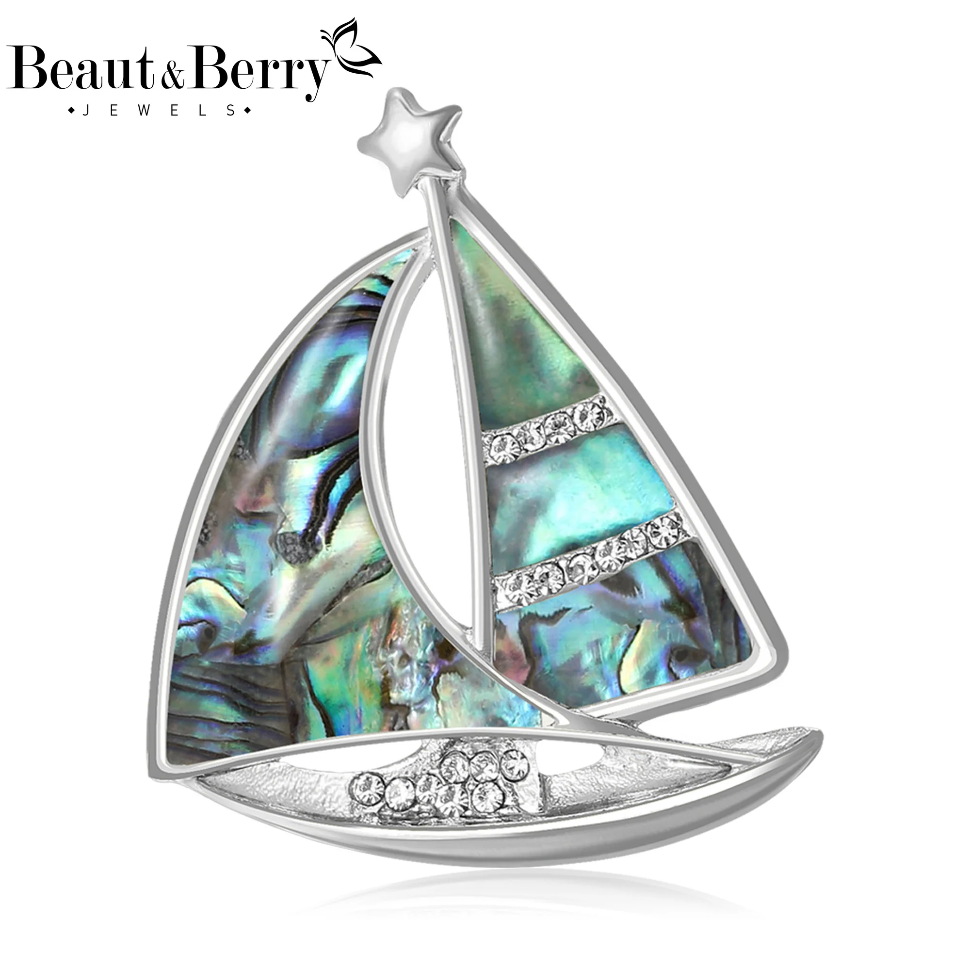 

Beaut&Berry Luxury Abalone Shell Sailing Ship Brooches for Women Unisex Transport Pins Casual Party Jewelry Accessories Gifts De
