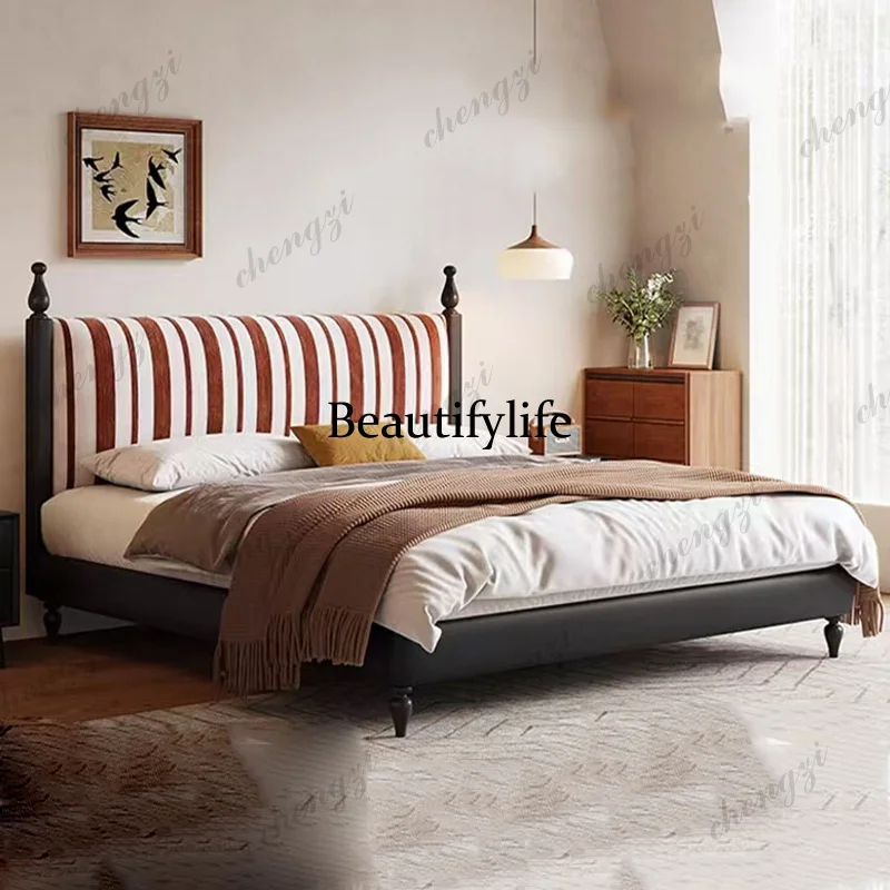 

K182 Wooden Design Modern Bed Double Headboards Bedroom Hospital Bed Floor Multifunctional Letto Matrimoniale Home Furniture