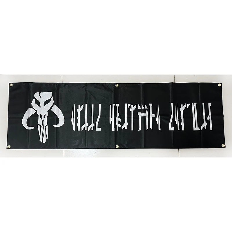 130GSM 150D Material Red Mandalorian Boba Fett Banner 1.5ft*5ft (45*150cm) Size for Home Flag Indoor Outdoor Decor