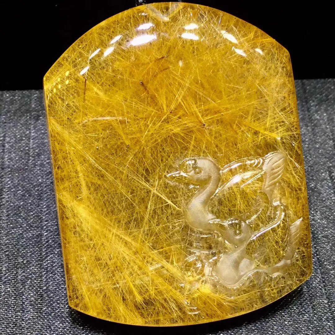 

Подвеска из натурального золота с рутилированным кварцем, ювелирные изделия, резные 53,5*41,5*16,5 мм для мужчин и женщин, Бразилия AAAAAAA