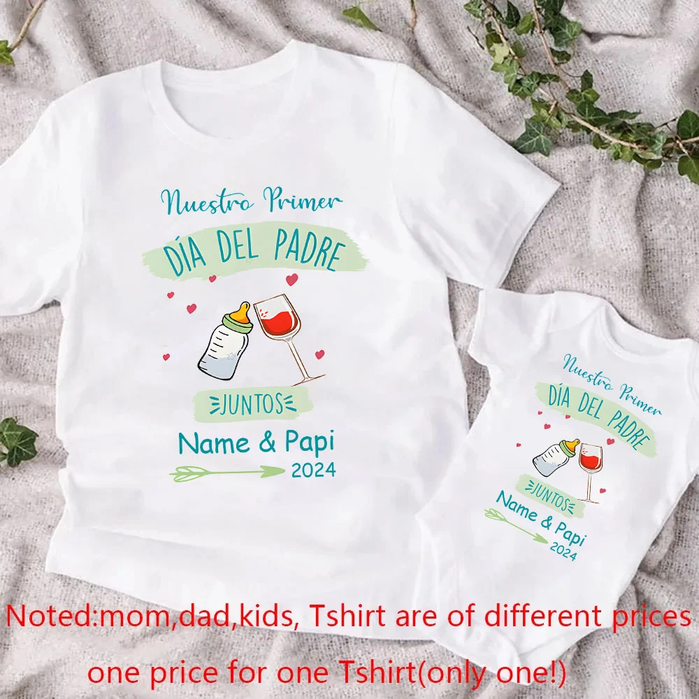 Customized Fathers Day Family Matching Outfits Baby Bodysuits Daddy T-shirts Family Clothes Custom Name Fathers Day Gift Outfits