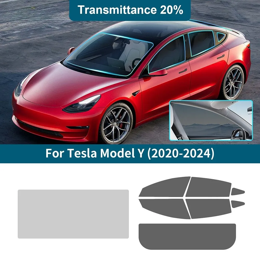 

Автомобильная Передняя и задняя боковые окна VLT Солнечная пленка для Tesla модели Y 2020 2021 2022 2023 2024 Защита от УФ-лучей комплект летнего оттенка аксессуары