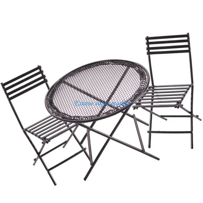 090B เก้าอี้วินเทจที่สมจริงชุดรับประทานอาหารโต๊ะสมจริงชุดเล่นทำท่าสำหรับเด็กแสดงบทบาทเก้าอี้เก้าอี้ของเล่น 1:12 บ้านตุ๊กตา