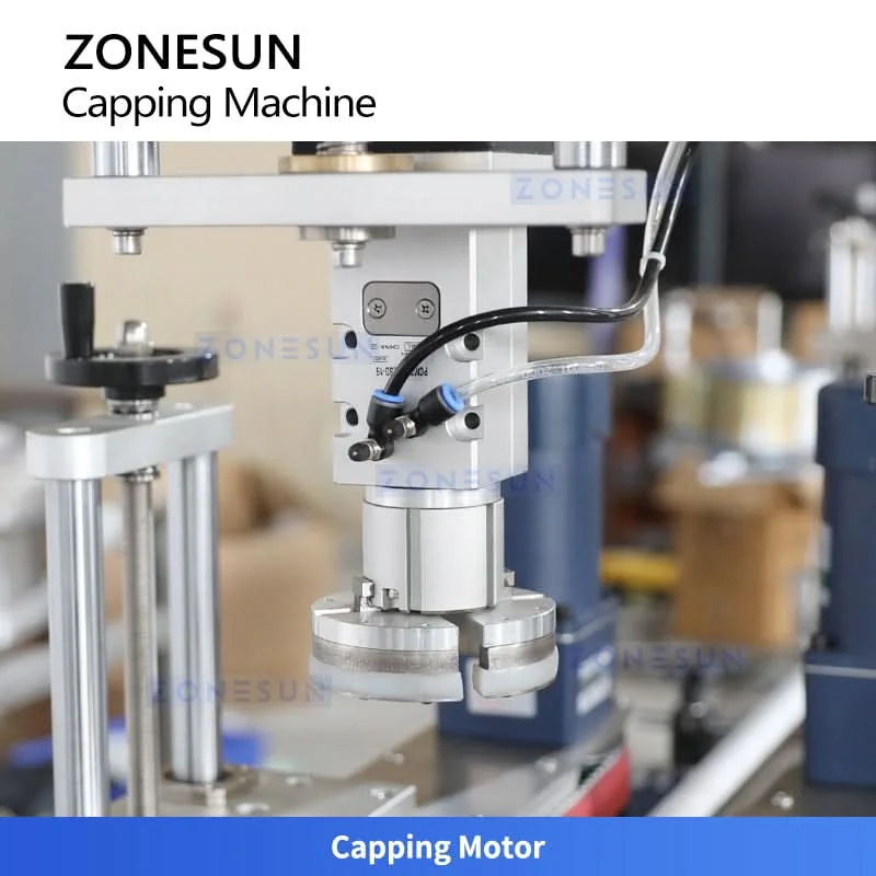ZONESUN ZS-XG440H2 Automatic Capping Machine 10-25 BPM for F-Style Handle Bottle Engine Oil Lubricant Chemical Drum Sealer