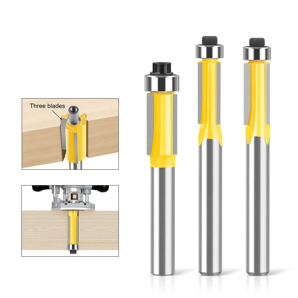 1pc 6mm 6,35mm Schaft 3ZFlush Trim Router Bit mit Lager für Holz Vorlage Muster Bit hartmetall Fräser für Holz