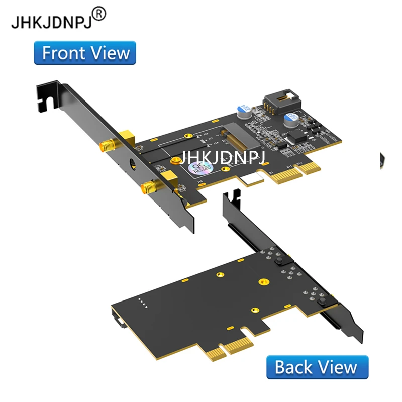 PCIe X1 to M.2 Wireless BT Adapter - Supports A+E Key M.2 Modules, Dual-Band 2.4GHz/5GHz