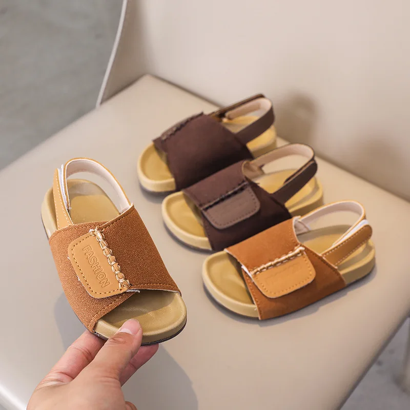 Baby Sandals Simple Baby Baotou Toddler Shoes Baby Soft Bottom Comfortable and Breathable Boys Beach Shoes 1-3 Years Old.