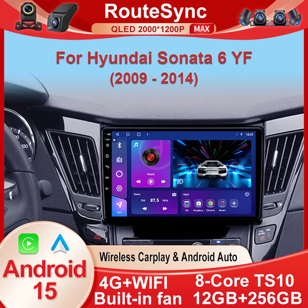 Android 15 For Hyundai Sonata 6 YF 2009 - 2014 Multimedia Car Monitor Lettore Auto radio TV Vehicle GPS Navigation Dash Cam HDR