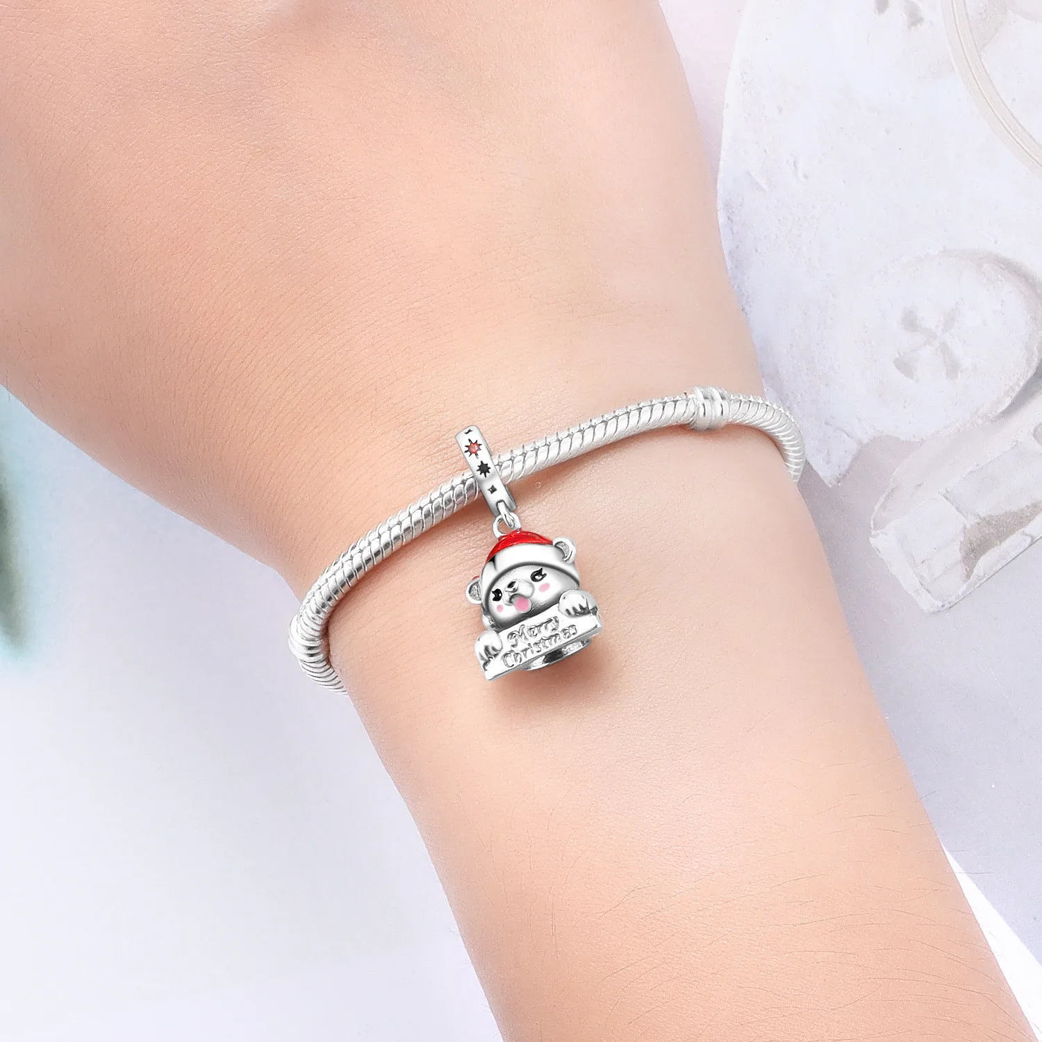 

Серебро 925, снежинка, Рождественский белый медведь, Щелкунчик, подвески, бусины, брендовый браслет, изысканное изготовление ювелирных изделий своими руками, женский подарок