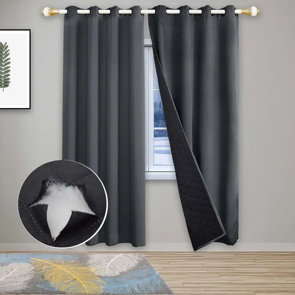 Winter Cotton Curtain Cold-proof/Soundproof/Blackout Curtains Household Thickened Curtains Thick Curtain for Living Room Bedroom