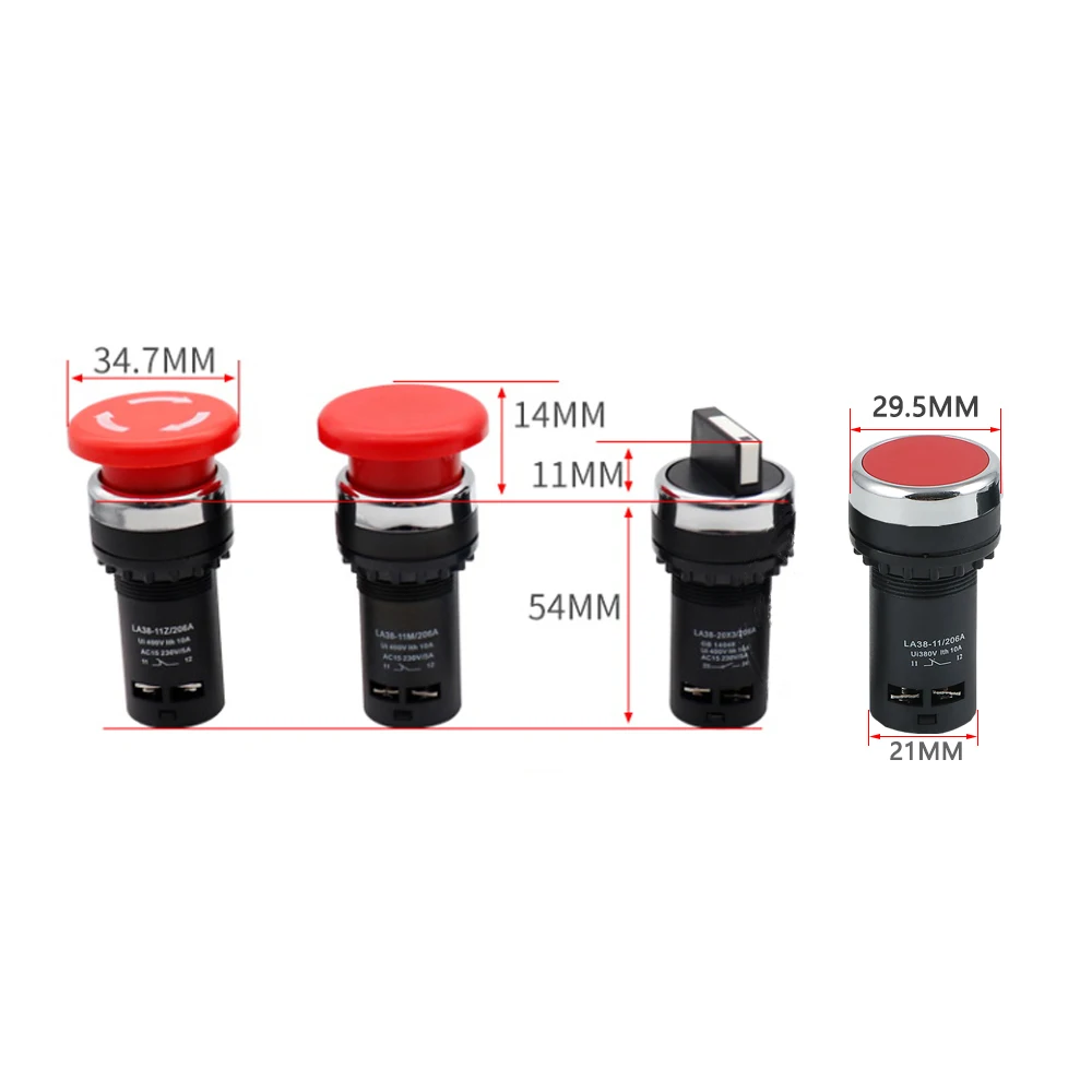 22mm economical LA38-11/206A button switch knob switch emergency stop switch normal open + normal close
