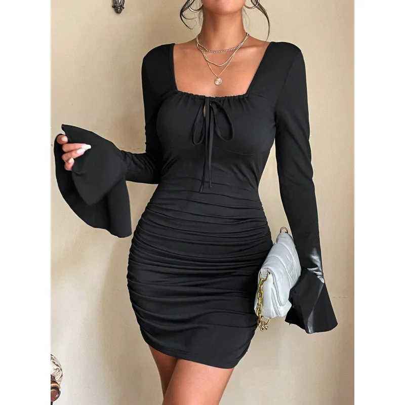 

YQ1-Women's Autumn Winter New Slim Sexy Backless Long Sleeve Elegant Hot Girl Dress