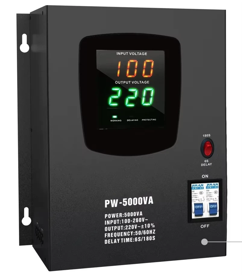 5000VA Automatic Voltage Regulator Single Phase PWB Wall-Mounted Home Appliance Two-Digit LED Display Relay Copper for AC