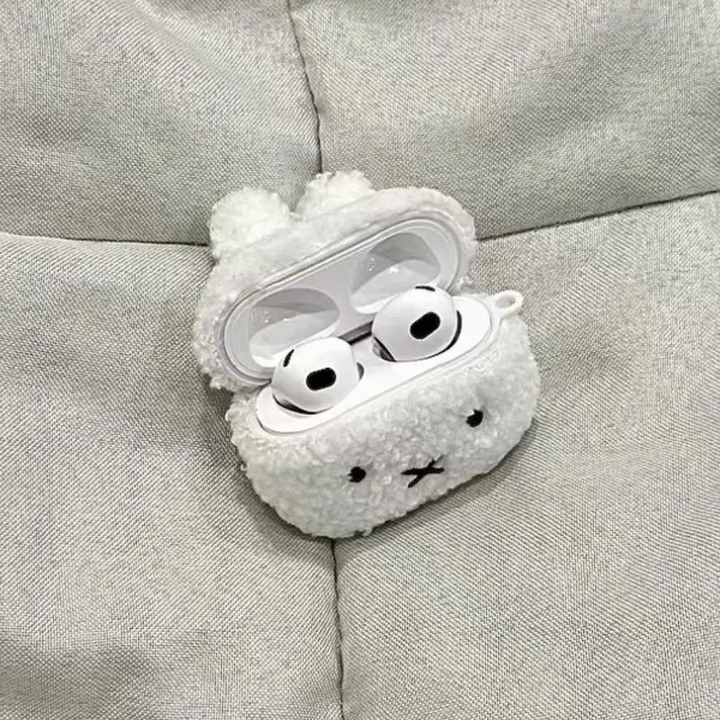 새로운 Miffy 블루투스 이어폰 커버 일본 Kawaii 소녀 플러시 Airpods 4/3/pro2 이어폰 커버 커플 만화 선물