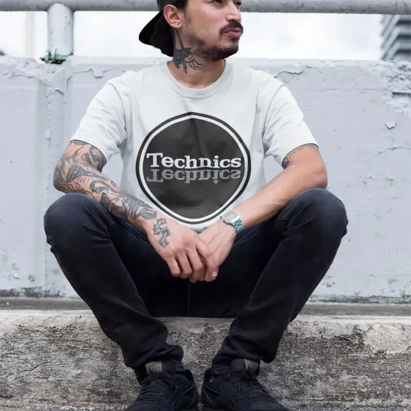 Technics Circle T Shirt Gray Sizes S 2Xl Dj Graffiti Hiphop