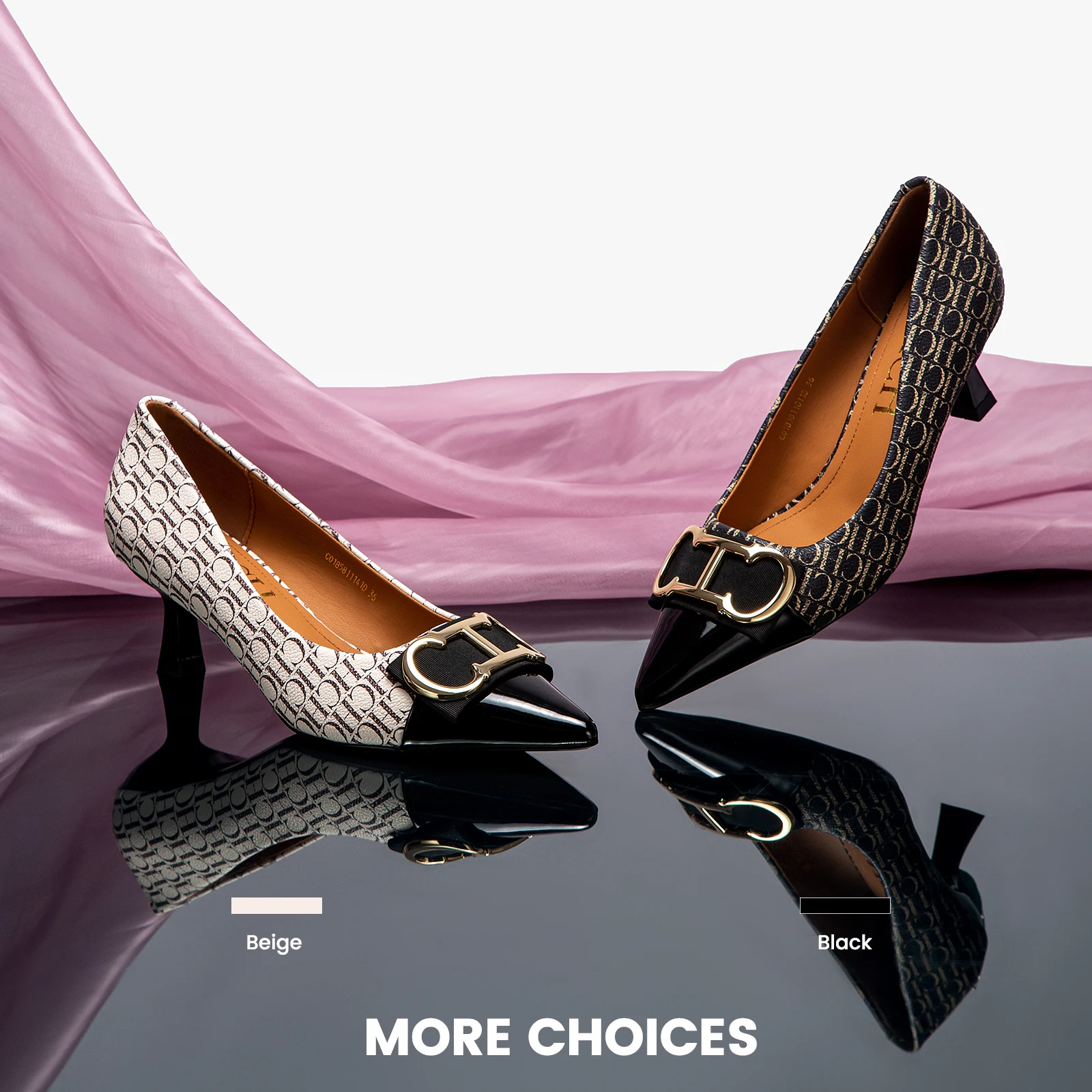 Classic Style Letter Print Design Women\'s High Heels Fine Workmanship Simple Versatile Fashion Women\'s Single Shoes