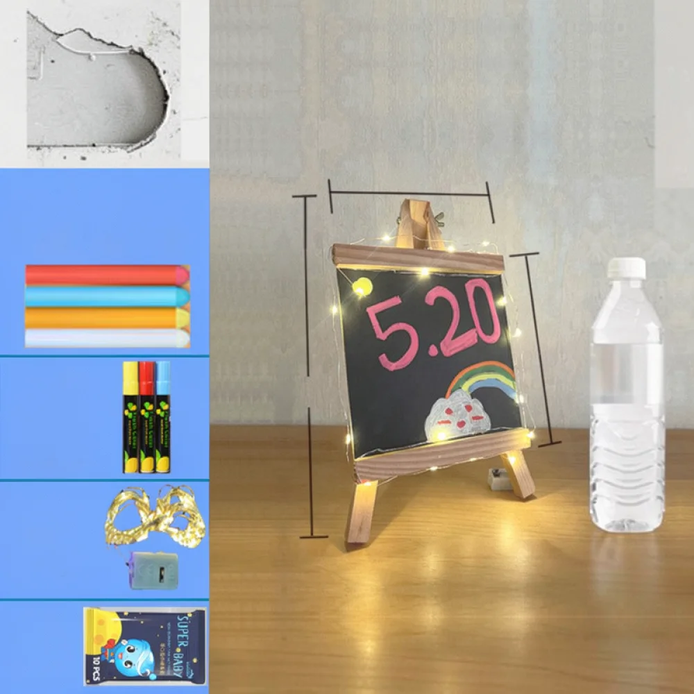 Small Pine Wood Chalkboard Tabletop Notice Board Standing Display Signboard For Cafe Retail Shop Home Decoration