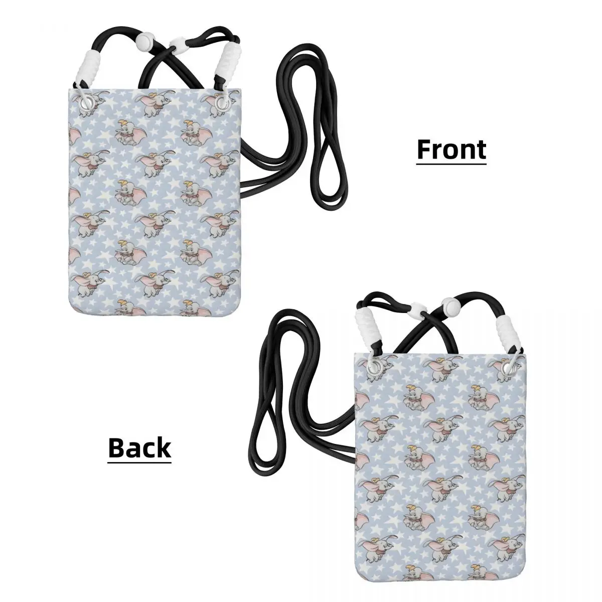 Custom Casual Dumbo Mobile Phone Bag Men Women Cartoon Shoulder Crossbody Bag For Travel Detachable Shoulder Strap