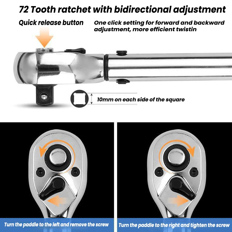 1/4 3/8 Inch Spark Plug Socket Wrench Universal Ratchet Key Drive Ratchet Torque Wrench Spark Plug Removal Tool10-60N.m/2-24N.m