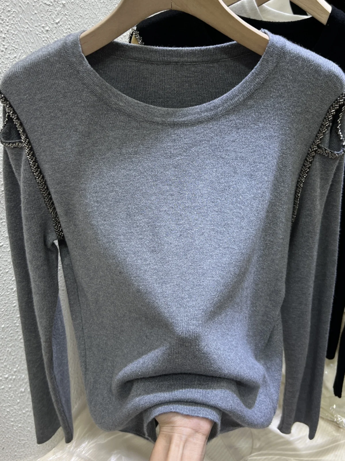 

Вязаная основа больших размеров, женский свободный утягивающий модный сексуальный свитер, корейский длинный свек, круглый цвет Ne