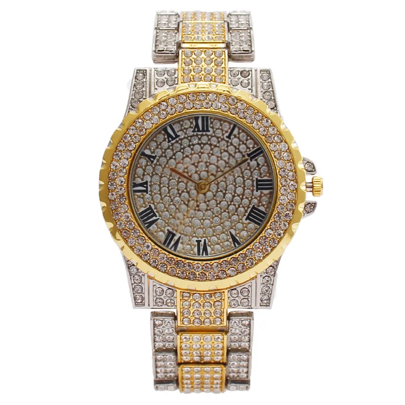Women's Quartz Watch Roman Numeral Diamond Rhinestone Roman Pattern Full Diamond Fashion Female Watches Casual Ladies Wristwatch