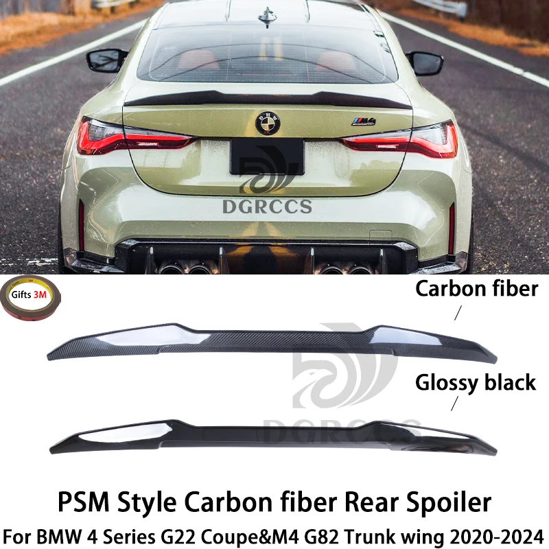 

For BMW 4 Series G22 Coupe&M4 G82 PSM Style Carbon fiber Rear Spoiler Trunk wing 2020-2024 Carbon fiber Glossy black