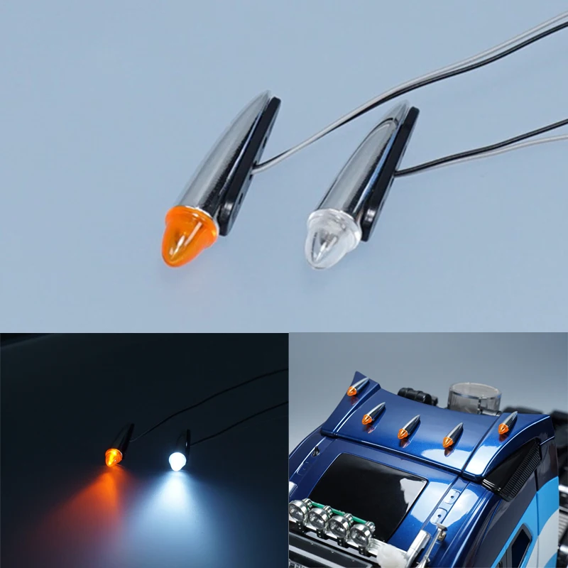 2Pcs LED Position Marker Light Roof Lamp Spotlight for 1/14 Tamiya RC Truck Trailer Scania 770S Benz Actros 3363 Volvo MAN Parts