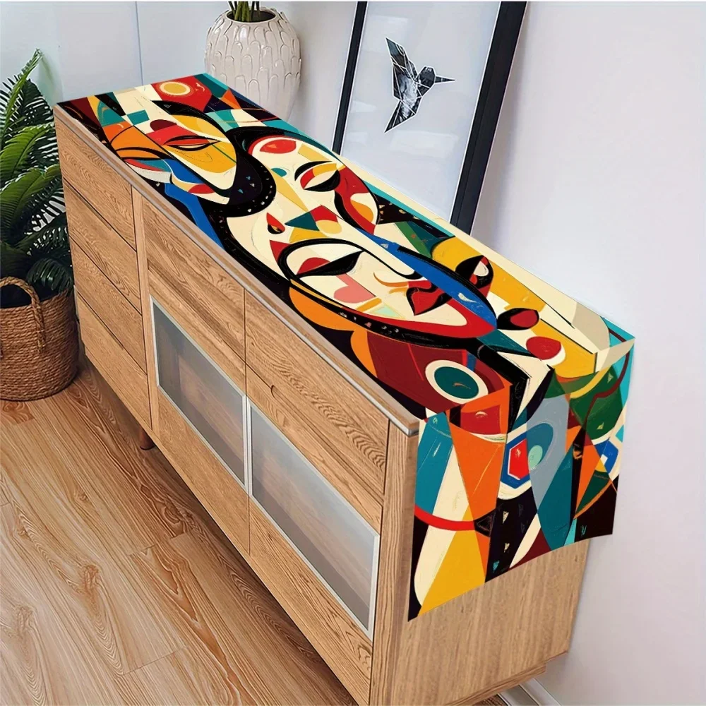 Abstract Geometric Stitching TableRunner,All-Season Versatile,Perfect for Holiday Celebrations&Everyday Dining Decor TableRunner
