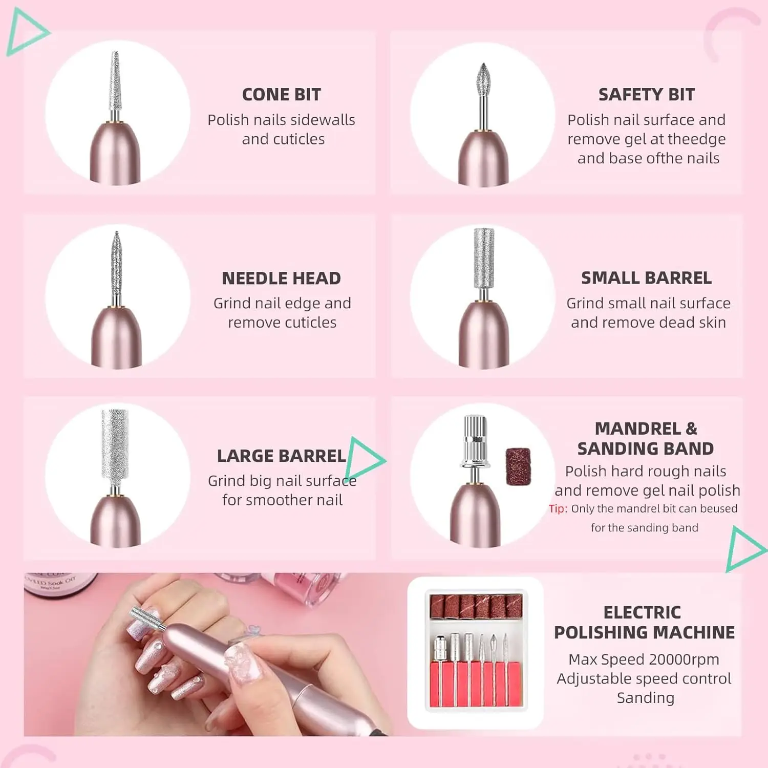 طقم أظافر أكريليك مع مصباح LED ومثقاب كهربائي - مسحوق 12 لونًا، مونومر، قاعدة/معطف علوي، أطراف، لامعة، ساحرة #5