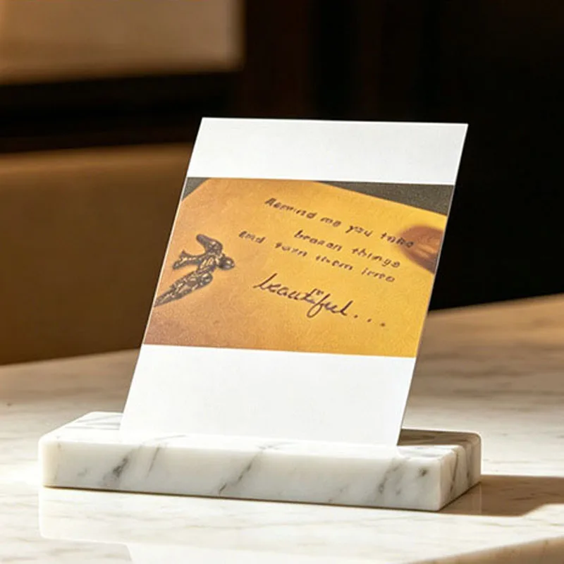 5pcs/lot Marble Price Tag Sign Business Card Holder Snack Price Card Tag Label Photo Rack Table Number Name Base Display