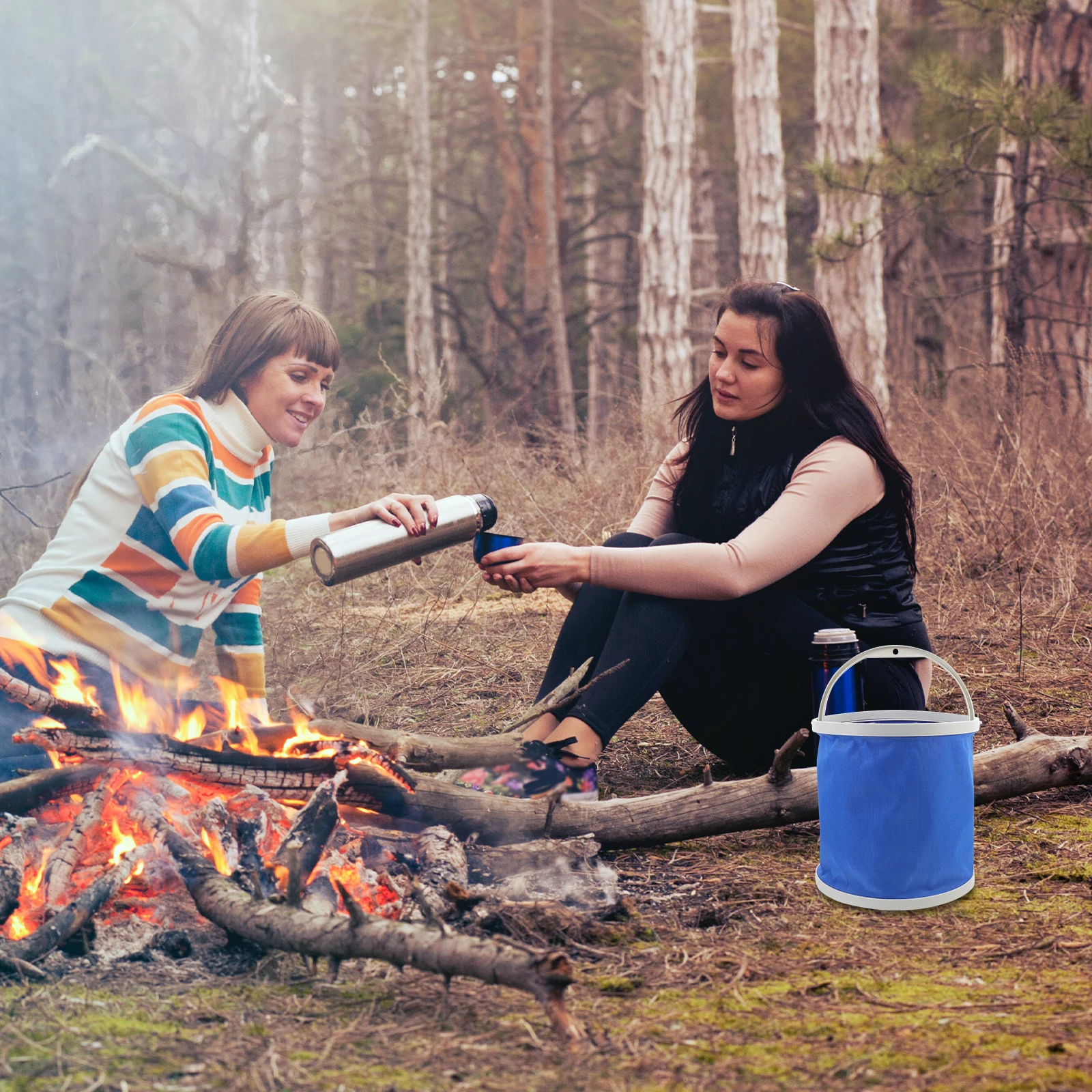 

Portable Water Container Foldable Design Large Capacity Outdoor Bucket Camping Picnic Holder Folding Bucket Handheld Water Bag