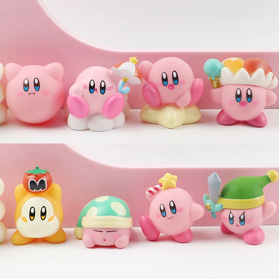 8pcs Anime Games Kirby Action Figures Toys Pink Cartoon Kawaii Kirby PVC Cute Figure Action Toy Christmas Gift for Children image 6