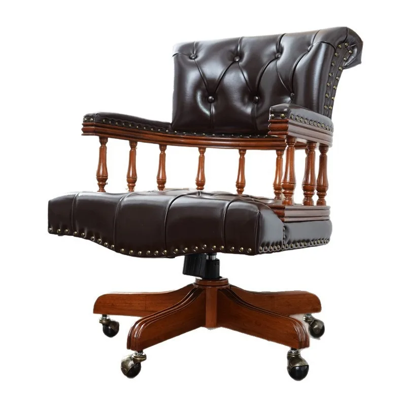 Business office boss chair: genuine leather single sofa chair