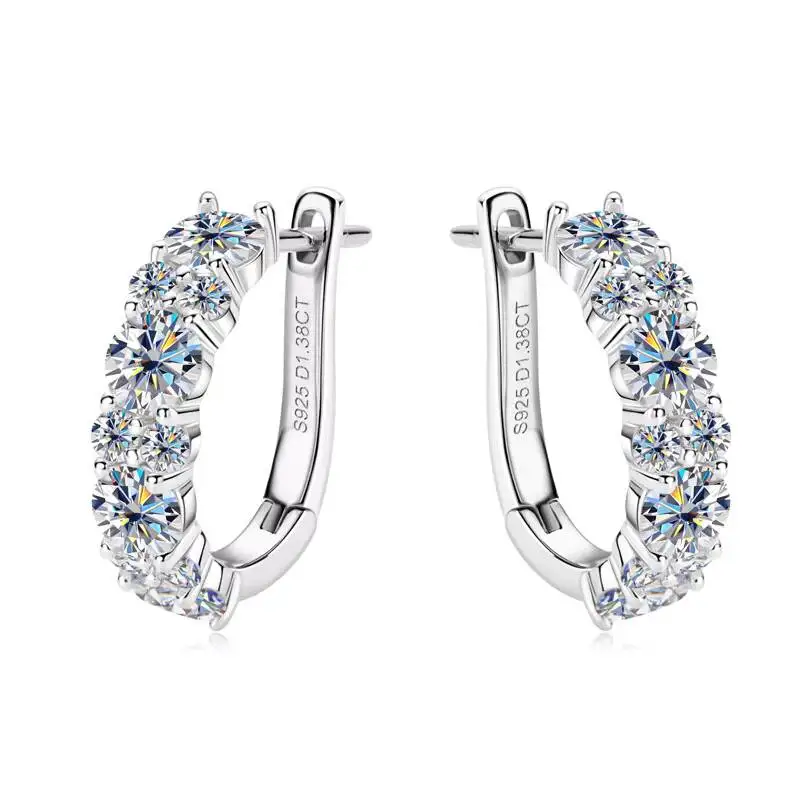 Fine Jewelry Grade D Moissanite Diamond Hoop Earrings 925 Sterling Silver Gold Plated Moissanite Huggie Earrings