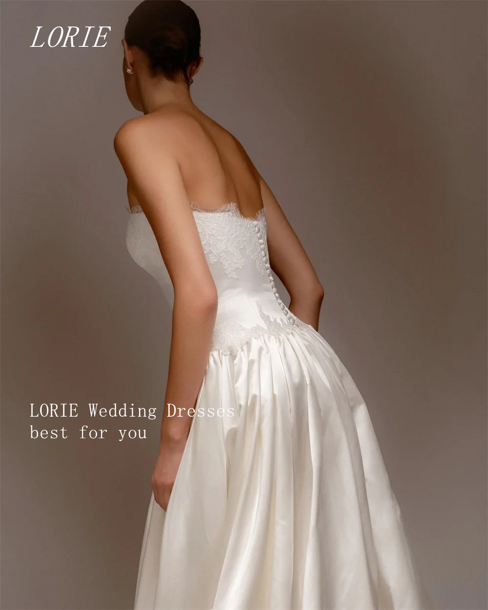 LORIE Luxury A Line Civil Wedding Dress Elegant Strapless Bridal Dresses Appliques Lace Engagement Wedding Gown Customized 2026