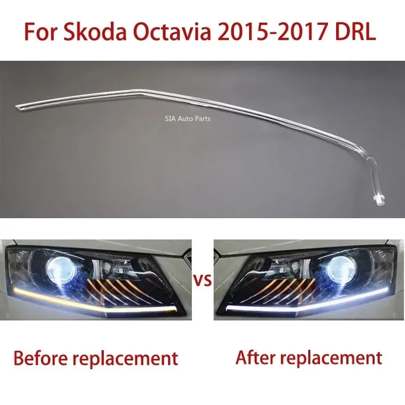 

For Skoda Octavia 2015-2017 Daytime Running Light Car Headlight DRL Light Guide Tube Headlight Angel Eyes Light Guide Strips