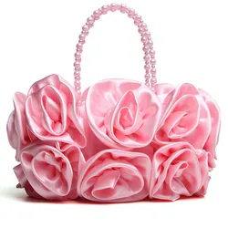 Women Sweet Rose Flowers Handbag Pinkish Black Party Wedding Bags Portable Washable Made-Up Pouch Designer Brand Storage Pocket