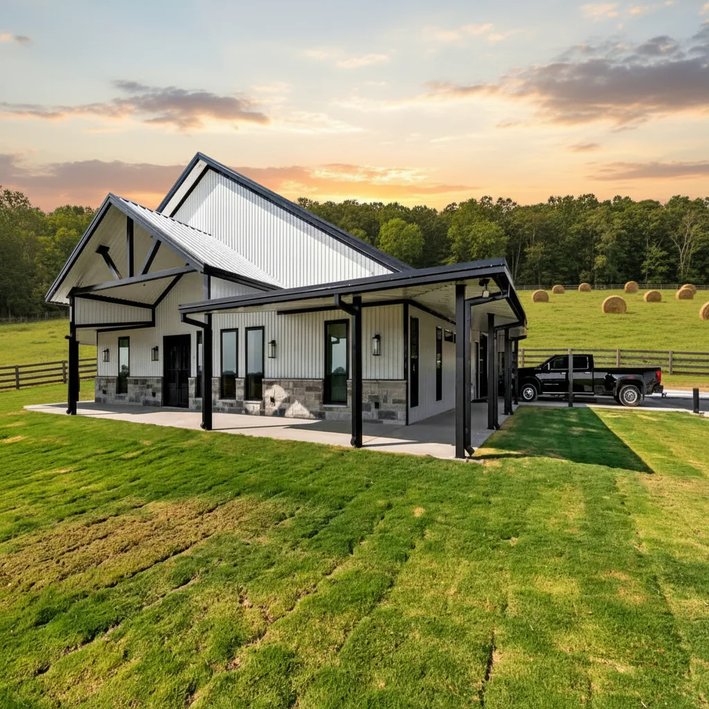 Prefabricated Light Steel Structure Residential Building Prefab Showroom Office Commercial Workshop Houses Customizable Sizes